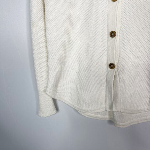 Madewell XSmall XS Cream Backroad Button Back Sweater Cotton Blend Knit Oatmeal - Picture 6 of 13